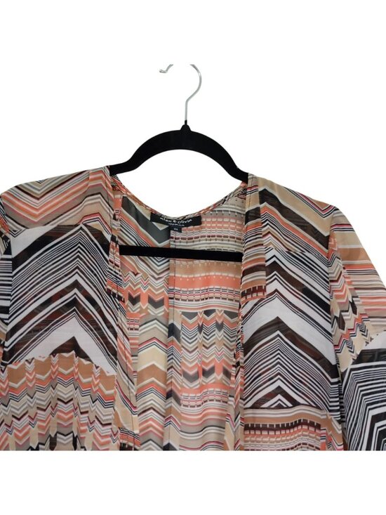 Alex & Olivia Womens Plus Size Open Front Kimono 2X Multicolor Chevron Print - Picture 3 of 8